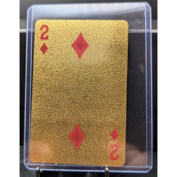 Other - Gold Foil Novelty Lot • $100 Bill Display + 2 of Diamonds Card • Collectible Set